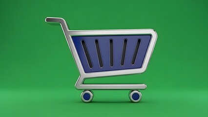 Shopping Cart Icon in 3D Style for E-Commerce Ads