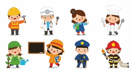 Diverse Group of Children Representing Various Professions and Occupations.