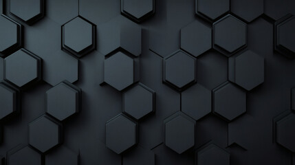 Dark geometric background texture hexagon pattern modern abstract wall surface 3d render minimal black design