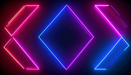 Neon geometric shapes on black background