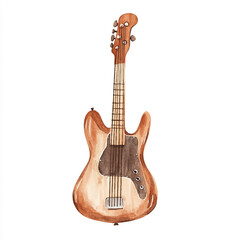 Obraz premium Watercolor Bass Guitar Illustration on White Background 1.