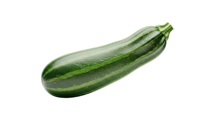 3D Fresh green zucchini with stripes on transparent background