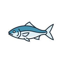 Obraz premium Blue fish swimming in water side view.