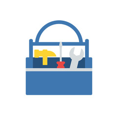 Blue toolbox with tools inside.