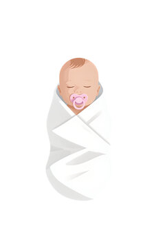 Newborn baby sleeping with a pink pacifier