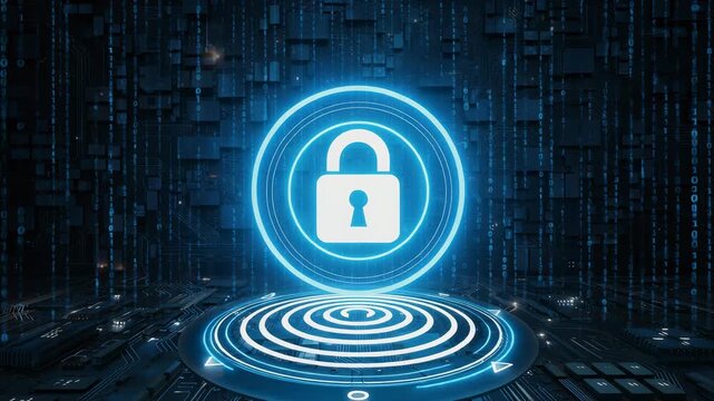 Digital Security Concept with Lock Symbol in High-Tech Background for Cybersecurity Themes