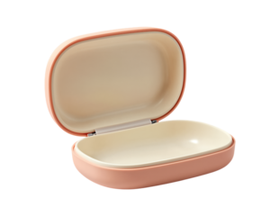 Pink oval case with open lid