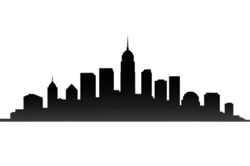 Silhouette of a City Skyline at Night
