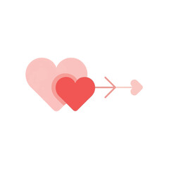 Pink and Red Hearts with Cupid's Arrow Icon Design