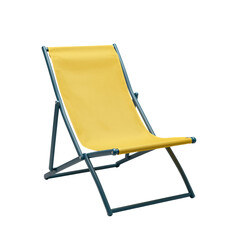 Yellow folding deck chair with black frame