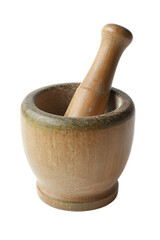 Wooden Mortar and Pestle Isolated