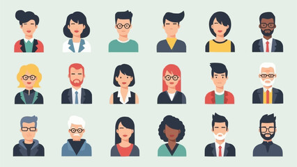 Diverse Group of People Avatars Representing Different Genders and Ages.