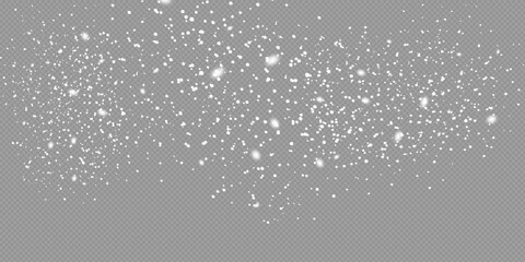 Snowfall, snowflakes in different shapes and forms. Snowflakes, snow background. Christmas snow for the new year.