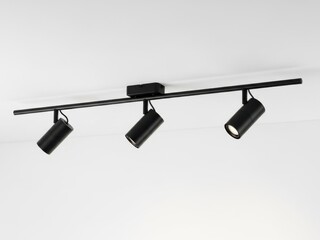 Three light spotlight bar fixture isolated on transparent background