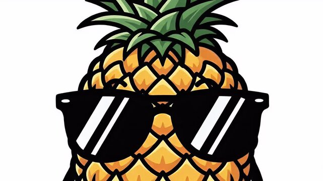 Cute Pineapple Wearing Sunglasses Animated Character