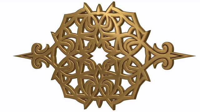Golden Ornate Abstract Decorative Element Rotating Loop Animation
