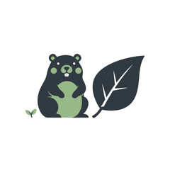 Groundhog day shadow icon top down view of groundhog head in burrow vector illustration