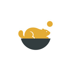 Groundhog day shadow icon with groundhog holding mug with steam puff vector illustration