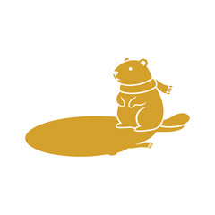 Groundhog day shadow icon with groundhog silhouette beside tree stump vector illustration