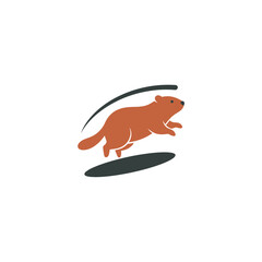 Groundhog day shadow icon with groundhog poking from burrow with icicle vector illustration