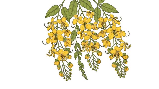 Golden Shower Tree Flowers Blooming Yellow Green Leaves Soft Light