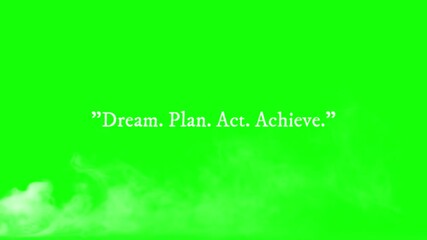 Motivational quote dream plan act achieve displayed on vibrant green background for inspiration and success