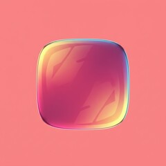 Abstract Glossy Rounded Square with Vibrant Gradient Colors on Pink Background