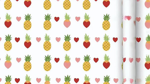 Cute Pixel Art Pineapple and Heart Pattern Animated Background Loop