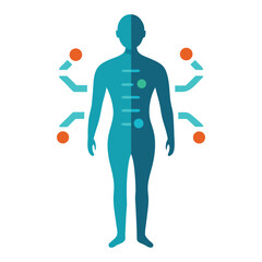Futuristic Human Silhouette Integrated With Dna Circuits