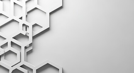 Modern White Hexagonal Geometric Abstract Background with 3D Structure and Copy Space.