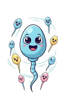 Cute Sperm Characters Animation Loop Background