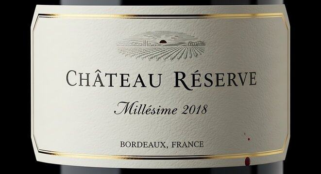 Chateau Reserve wine bottle label closeup.