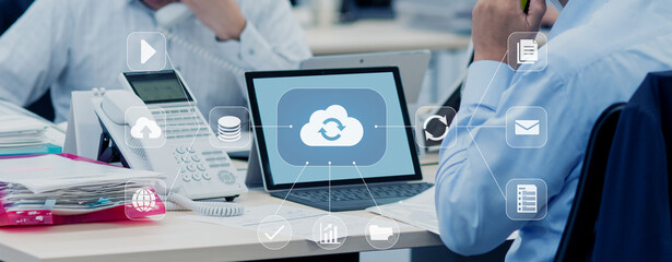 クラウドシステムとデータ連携　オフィス業務のイメージ