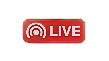 3D Live stream icon on transparent background