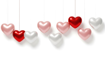 heart shaped balloons hanging on strings in red pink and white colors for valentines day