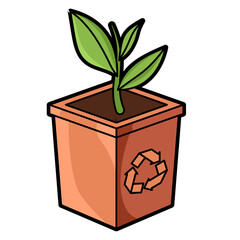 Plant Pot with Recycling Symbol for Eco Day