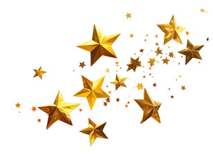 Golden star cluster with varying sizes on a dark background