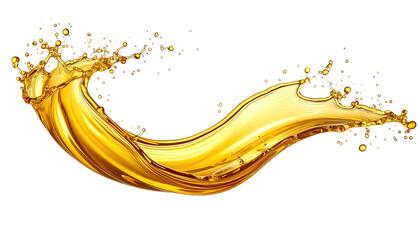 Golden liquid splashes dramatically across black, curved and dynamic