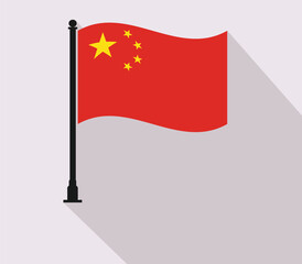 China flag waving on pole flat