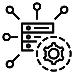 Data Processing In IOT (Internet Of Things) Icon Line Vector Illustration
