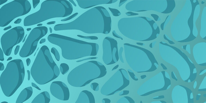 Blue water surface watercolor. Summer sea poster template. Sea waves abstract backgrounds. Turquoise rippled water texture background. Shining blue water ripple pool abstract vector