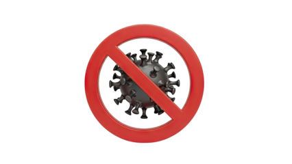 3D Stop Coronavirus Symbol on transparent background