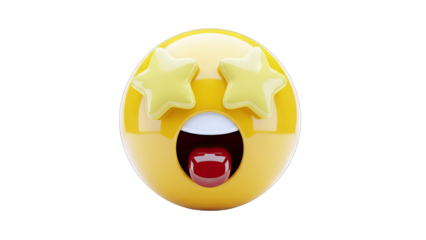 3D Starstruck Emoji 3D Render on transparent background
