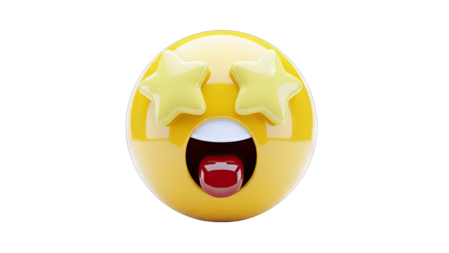3D Starstruck Emoji 3D Render on transparent background - Powered by Adobe