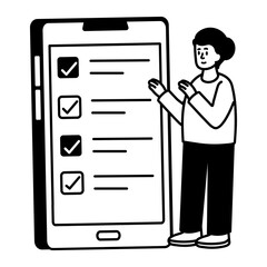 Hand drawn style illustration depicting ai robot