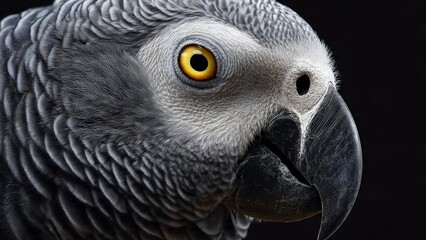 Fototapeta premium Close-up portrait of african grey parrot celebrating national bird day