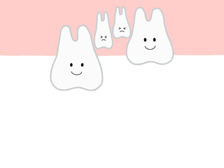 乳歯の生え変わりによる埋没歯・過剰歯と歯並びの乱れのイラスト