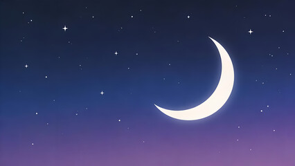 Fototapeta premium Moon and stars shining in a night sky illustration