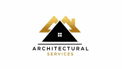 Architectural Services Logo with Golden House Symbol and Text.