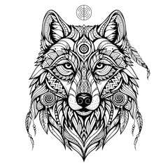 Intricate Wolf Head Tattoo Design Art. © Tutorialxxx18